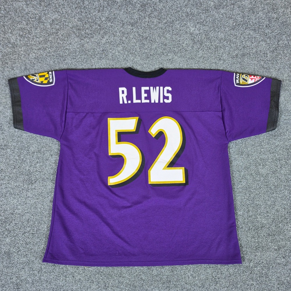 Vintage Logo Athletic Baltimore Ravens Ray Lewis 52 Jersey Mens XL Purple Mesh